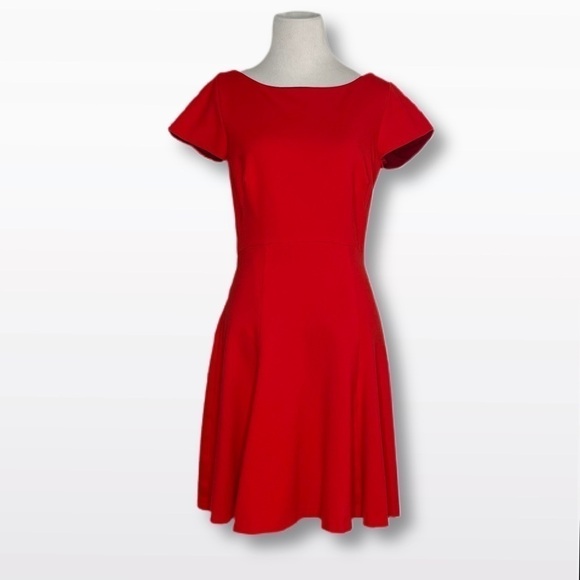 𝅺LEONA Red Fit and Flare Dress - Picture 9 of 9